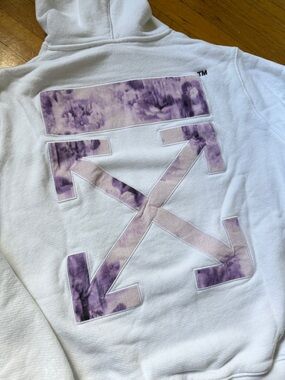 Off-White White Hoodie with Small Purple Logo
